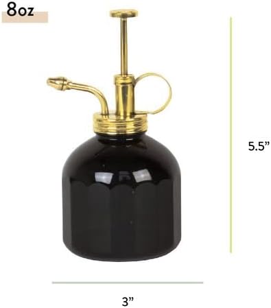 Modern Sprout Plant Mister, 8 oz Indoor Watering Can, Aesthetic Plant Sprayer & Water Mister Spray Bottle, Garden Watering Can for Seed Starting, Vintage-Inspired Gift for Green Lovers - Black