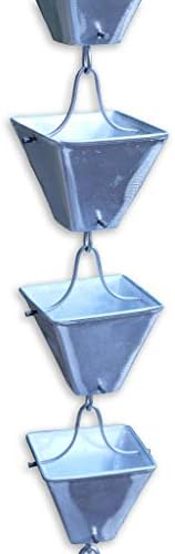 Nutshell Stores Medium Square Cups Rain Chain - Aluminum - 13 Feet