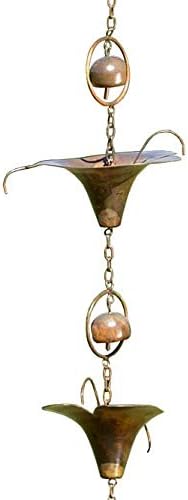 Ancient Graffiti Calla Lilies and Bells Rain Chains, Flamed Copper Colored, Set of 2 (2)