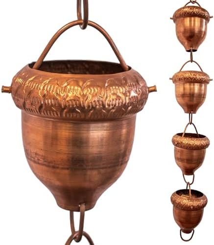 Nutshell Stores Acorn Cups Rain Chain - Copper - 12 Feet