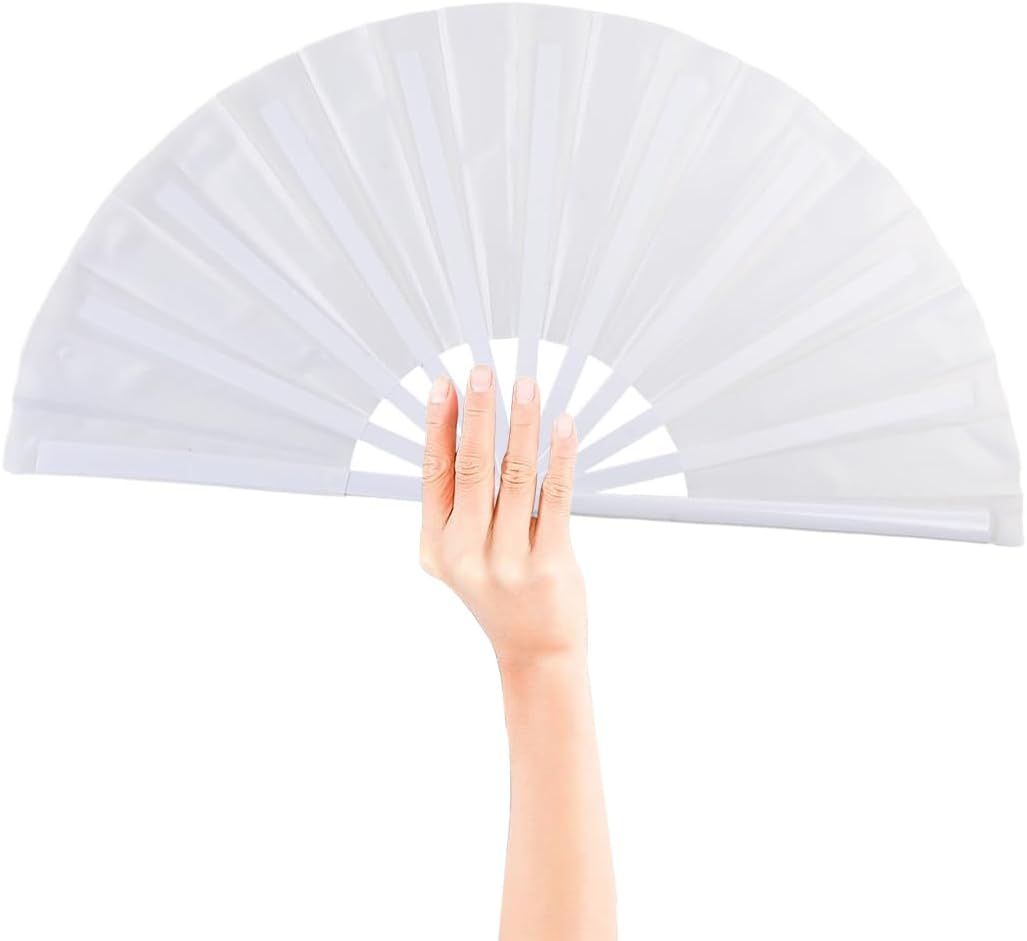 4 Pack Large Folding Hand Fan, Plastic Hand Held Folding Fans Chinese Kung Fu Hand Fan Decorative Folding Fans for Dance, Performance, Festival or Home Decorations(Black&White)