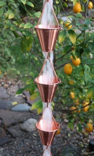 Nutshell Stores Steel Cups Rain Chain - Copper Plated - 8 Feet