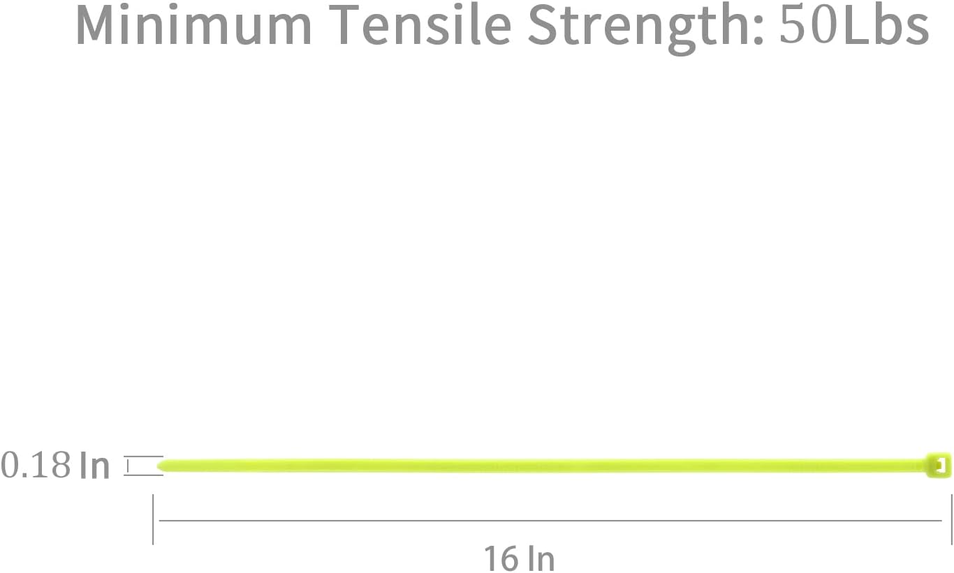 XINGO 100PCS Cable Zip Ties Heavy Duty, Premium Nylon Plastic Wire Ties with 50 Pounds Tensile Strength, Self-Locking Black Nylon Zip Ties for Indoor and Outdoor (16 inch, Apple Green)