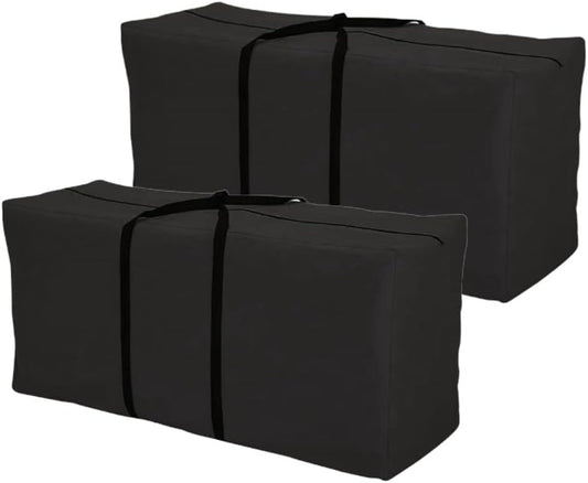 Patio Cushion Storage Bag 68 Inch Extra Large Waterproof Outdoor Pillow Storage Cover for Garden Furniture Cushions Protection Water Resistant, Black