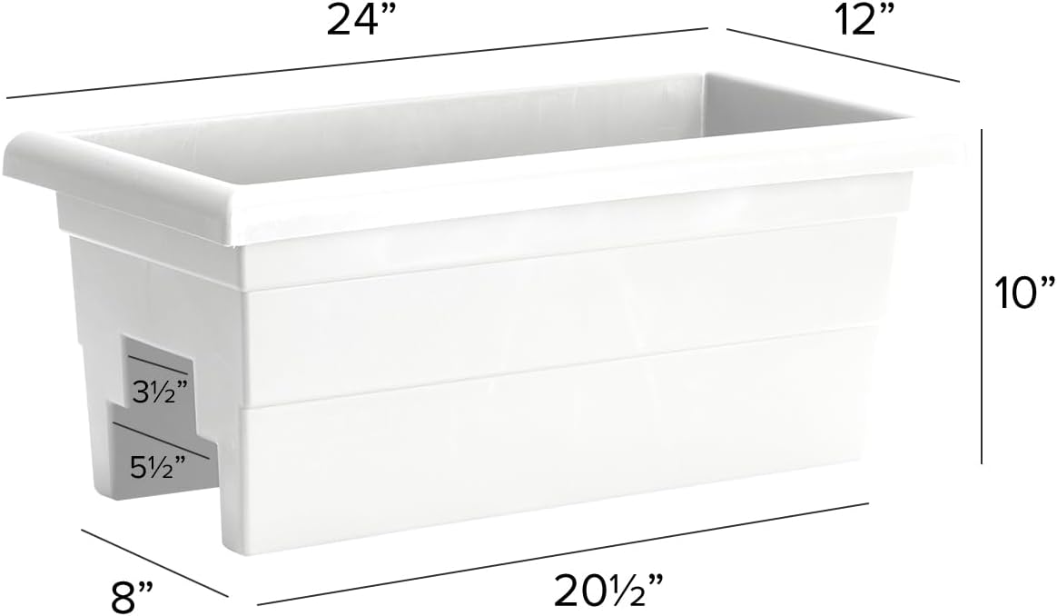 Root & Vessel Countryside Rail Planter, White, 24"