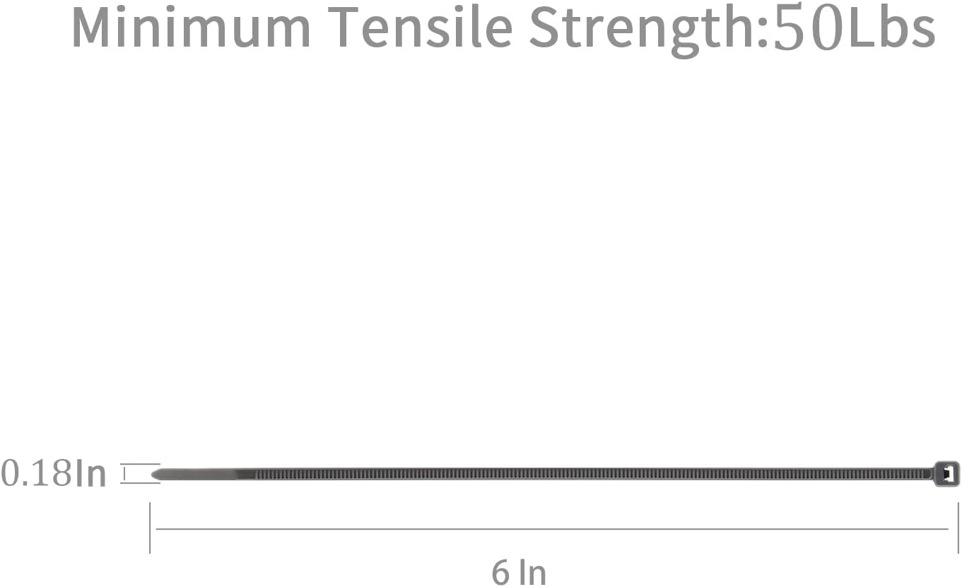 XINGO 100PCS Heavy Duty Cable Zip Ties, 6 inch, Silver, Nylon, 50 Pound Tensile Strength, Self-Locking, Indoor/Outdoor