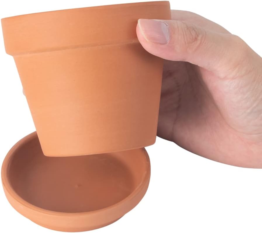 CFKJ [17 Pack] 4 inch Planter Nursery Pots Terracotta Pot Clay with Saucer Ceramic Pottery Cactus Flower Succulent Garden Terra Cotta Plants (17)