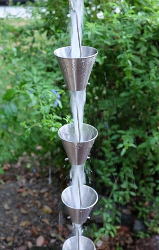 Nutshell Stores Steel Cups Rain Chain - Stainless Steel - 20 Feet