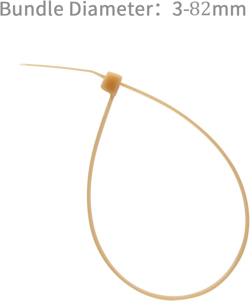 XINGO 1000 PCS Gold Zip Ties 8 Inch, 60 LBS Tensile Strength, Self-Locking Nylon Plastic Nylon PA66 Wire Ties for Indoor and Outdoor Use