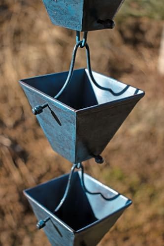 Nutshell Stores Medium Square Cups Rain Chain - Patina - 16 Feet