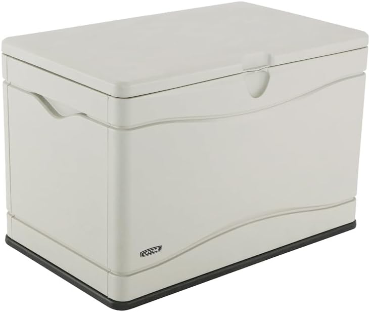 LIFETIME 60059 Black Bottom & Desert (Tan) Sides and Lid Outdoor Storage Box-80 Gal, 80 Gallon, Desert Sand