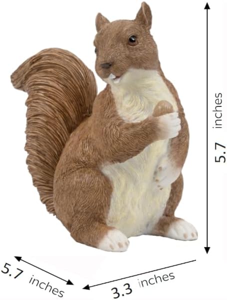 Garden Decor Polyresin Squirrel Statue with Acorn Statue - Charming Outdoor Decoration Ornament for Patio, Lawn, or Yard - Ideal for Garden Decor Enthusiasts and Nature Lovers