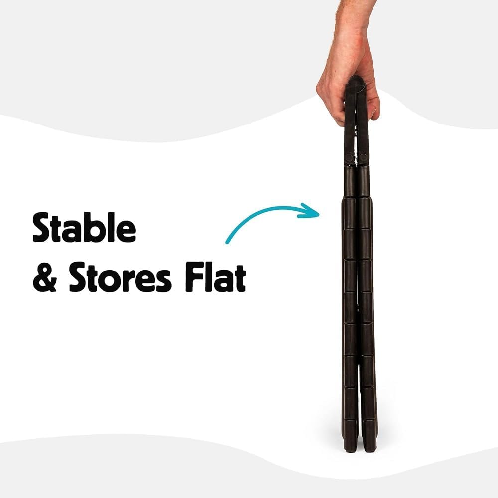 Kikkerland Rhino Foldable Step Stool – Holds Adults up to 300 Lbs, Best for Kitchen & Bathroom – Collapsible, Portable, Lightweight Stepping Stool with Sturdy, Non-Slip Design – Black, 15”