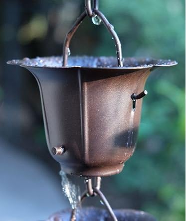 Nutshell Stores Flower Cups Rain Chain - Bronze - 20 Feet