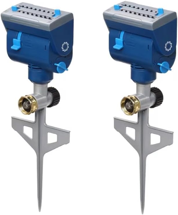 Airthereal Oscillating Sprinkler with Metal Step Spike and Quick Connect Adapter Set, Control Watering Range, Width, and Flow Rate, Covers up to 4,069 sq.ft., AquaVive SR16 [2-Pack]