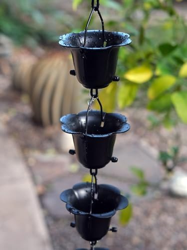 Nutshell Stores Flower Cups Rain Chain - Black - 20 Feet