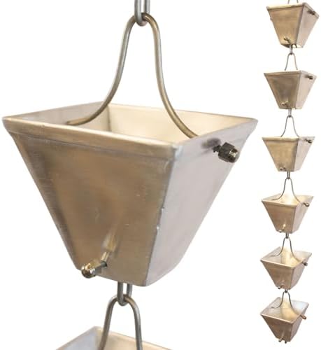 Nutshell Stores Medium Square Cups Rain Chain - Aluminum - 18 Feet