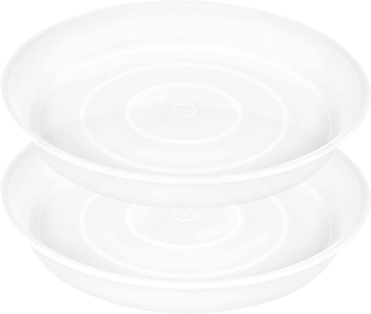 2 Pack of 19 inch Plant Saucer, 2.7" Depth Tray, Large Deep Garden Plastic Flower Planter Plant Trays for Indoors Outdoor Bath Bath (19", Clear)