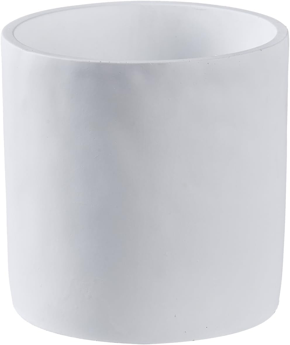 11 Inch Pot for Plants, Large Cement Planter with Drainage Hole, Mid-Century Modern Concrete Flower Pots for Home Decor, Office & Outdoor (White)