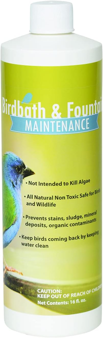 Sanco Bird Bath & Fountain Maintenance, Fast-Acting Enzyme-Based Formula Will Extend The Life of Your Water Feature, Aid in Maintaining a Balanced Ecosystem, 16 oz