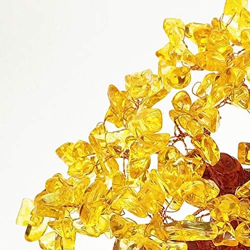 7 Inch Quartz Crystal Money Tree Bonsai Feng Shui Gem Decoration for Wealth and Luck (Yellow)