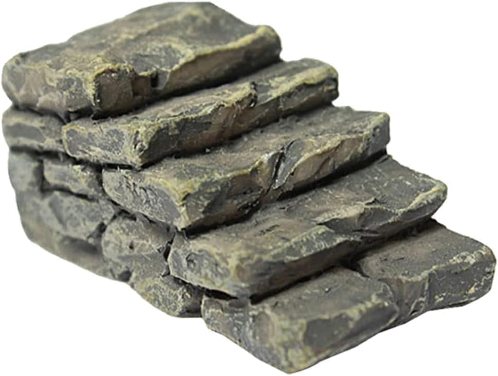 1Pc Gray Outdoor Miniature Resin Bridge Stair Stone Straight Bridge Stairs Stone Steps Garden Fairy Ornament Flower Pot Plant Micro Landscaping Decor Bonsai Craft Straight Stairs Statues Décor