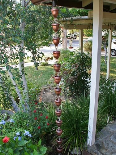 Nutshell Stores Acorn Cups Rain Chain - Copper - 11 Feet
