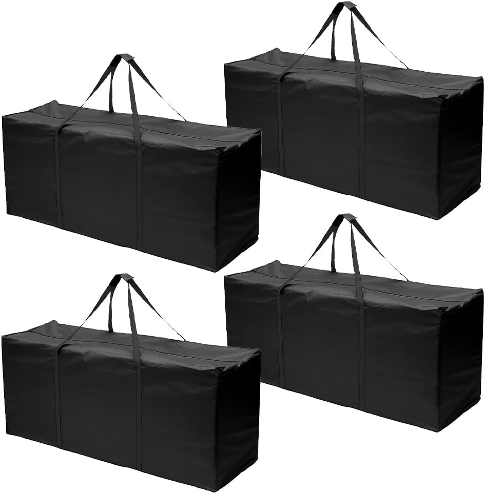 4 Pack Outdoor Cushion Storage Bag Large Storage Bags with Zipper 68" x 30" x 20" inch Waterproof Heavy Duty for Patio Cushion, Comforter, Pillow, Furniture, Toy, Christmas Tree Storage(4)