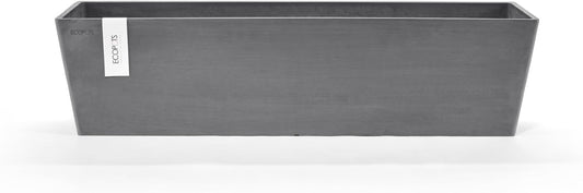 Ecopots Bruges Durable Modern Rectangular Indoor/Outdoor Recycled-Based Composite Flower Pot Planter, Grey, 31.5"