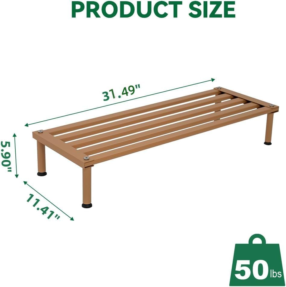 Metal Plant Stand, Rust-proof Aluminum Display Rack, Plants Display Stands Decoration Racks for Living Room Garden Balcony Patio (Wood Color, 31.5Inch Low Leg)