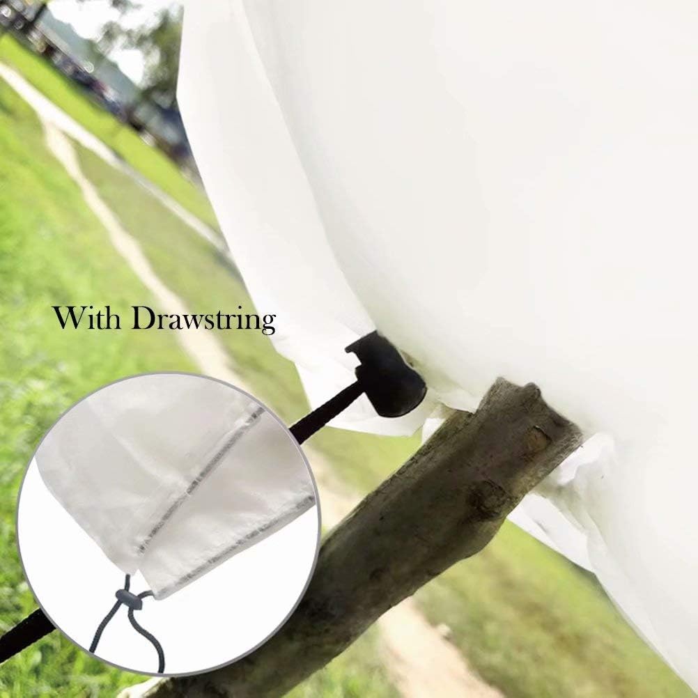 Agfabric Plant Covers Freeze Protection H30 xW60 0.9oz Plant Frost Protection Covers Drawstring Bags Winter Frost Pests Protection,White,4 Pack