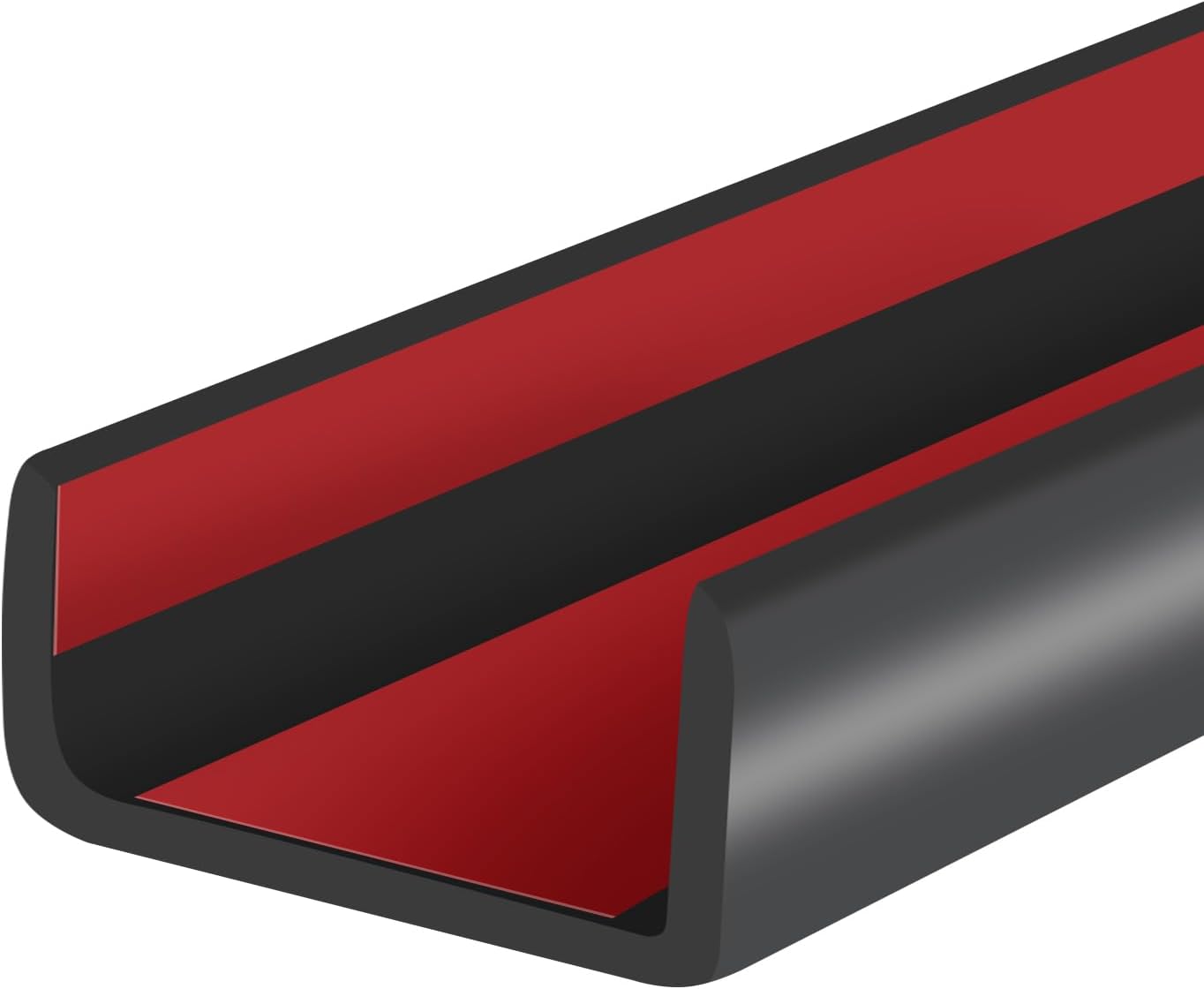 Rubber Edge Trim, Self-Adhesive U Channel Edge Protector for Plywood, Cabinet, 1-1/4" Wood Edge Banding, Flexible Furniture Repair, EPDM Material, Fit 1-1/4"(32mm), Length 20Ft, Black