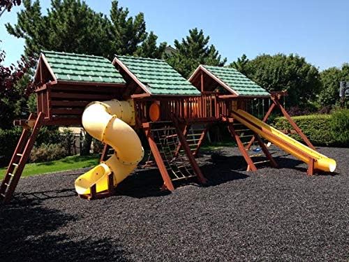 Playsafer Rubber Mulch Nuggets Protective Flooring for Playgrounds, Swing-Sets, Play Areas, and Landscaping (1,000 LBS - 39 CU. FT., Natural Black (Unpainted))