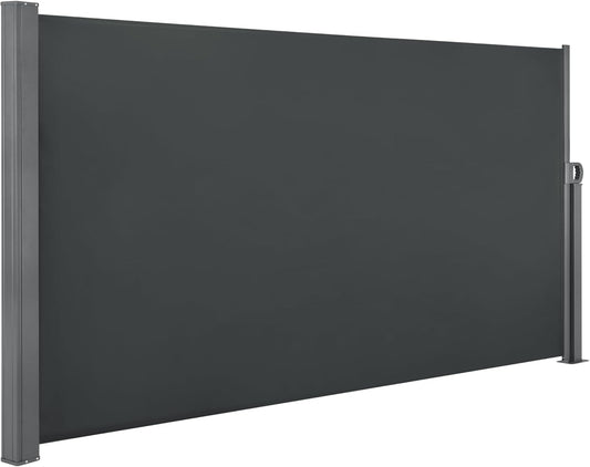 Macrout Retractable Side Awning for Patio & Balcony – Waterproof UV-Resistant Outdoor Privacy Screen, Folding Wind Block for Deck, Porch, Garden (Dark Grey, 118" x 71")