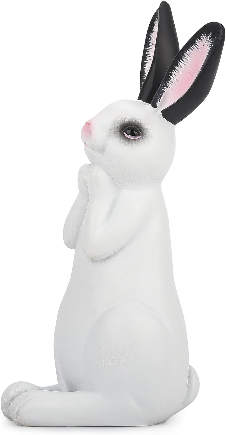Resin Rabbit Figurine Modern Style Sculpture Statue Collectible Figurines for Home, Bedroom, Living Room, Cabinets, Office, Bookshelf, Desktop Decor