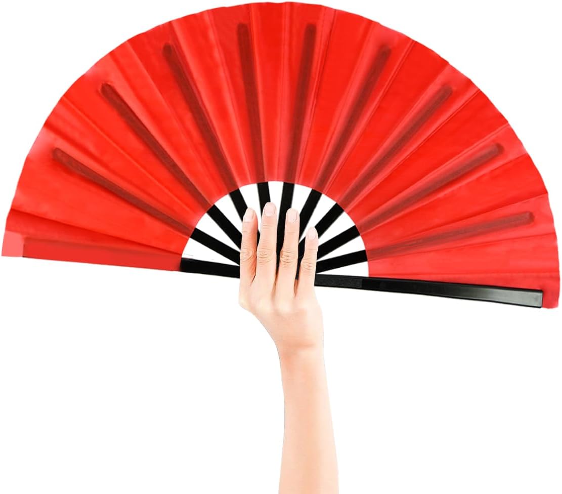 8 Pack Large Folding Hand Fans for Women/Men, Kungfu Taichi Rave Folding Fan with Bag, Large Popping Clacking Fans for Line Dancing, Concert, Party, Festival, Home Decorations(8 Colors)