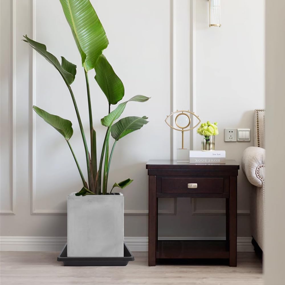 Square Plant Saucer 8 Inch 4 Pack 6 10 12 14 16 18 20 inch, Saucers for Potted Plants and Water Catcher Tray, Plant Drip Trays and Flower Pot Saucers, Plant Saucers for Indoors and Outdoors