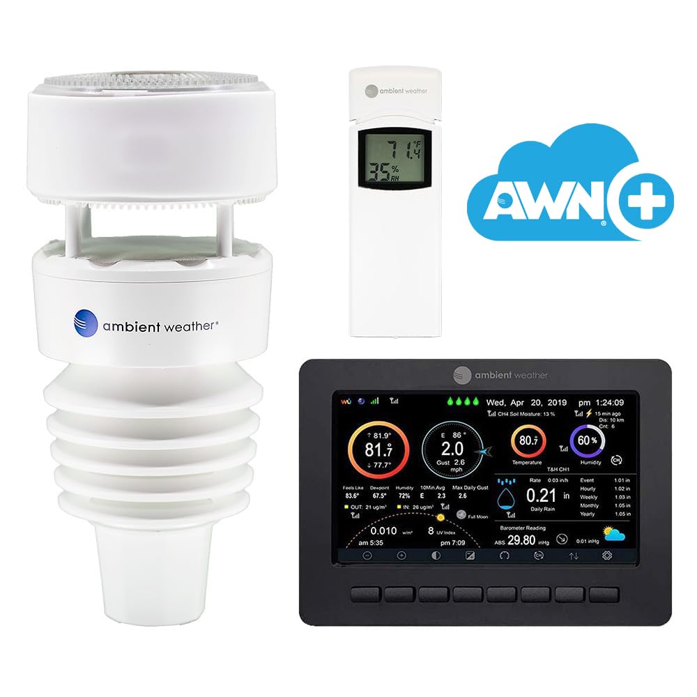 Ambient Weather WS-4000 Solar Powered UltraSonic Wi-Fi Weather Station with AWN+ Included