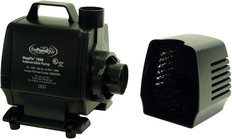 The Pond Guy MagFlo High-Efficiency Compact Pump for Small Water Gardens, Quiet Multi-Purpose System for Waterfalls, Fountains or Spitters, 1340 GPH