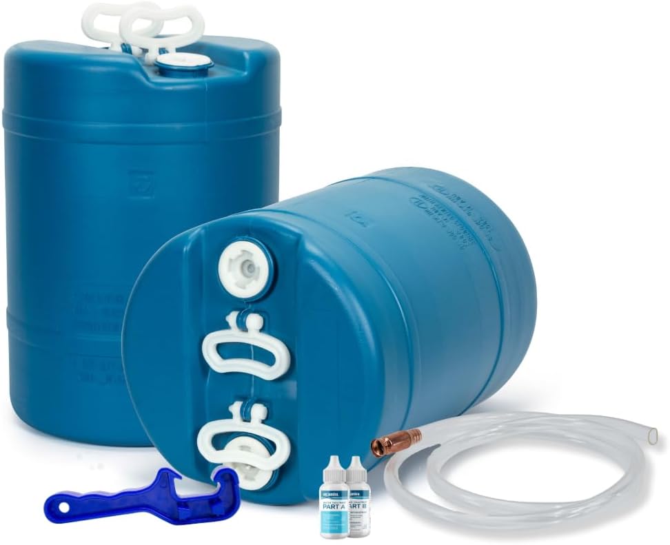 15 Gallon Emergency Water Storage Barrel - Preparedness Supply - Water Tank Drum Container - Portable, Reusable, BPA Free, Food Grade Plastic (2 Tank)