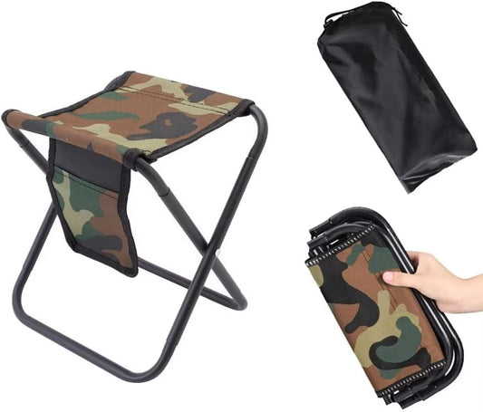 Mini Portable Folding Stool, Camping Fishing Stool for Adults Fishing Hiking Gardening and Beach with Carry Bag, Hold Up to 450lbs(Camouflage)