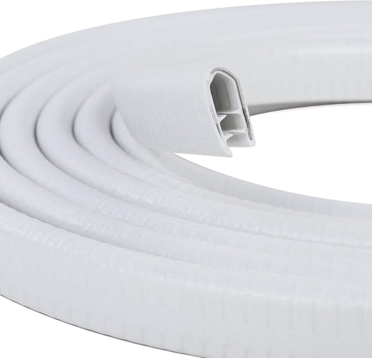 Rubber Edge Trim, U Channel Edge Trim with Metal Clips Edge Guard Protector, PVC Rubber Seal Strip for Sheet Metal, Car Doors, Hatches, Table Corners, Fit 3/64" to 1/4"(1.2mm-6.4mm), 16Ft, White