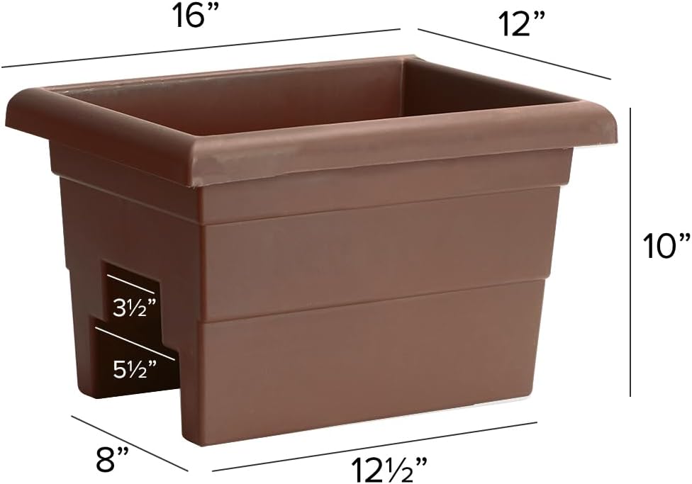 Root & Vessel Countryside Rail Planter, Brown, 16"