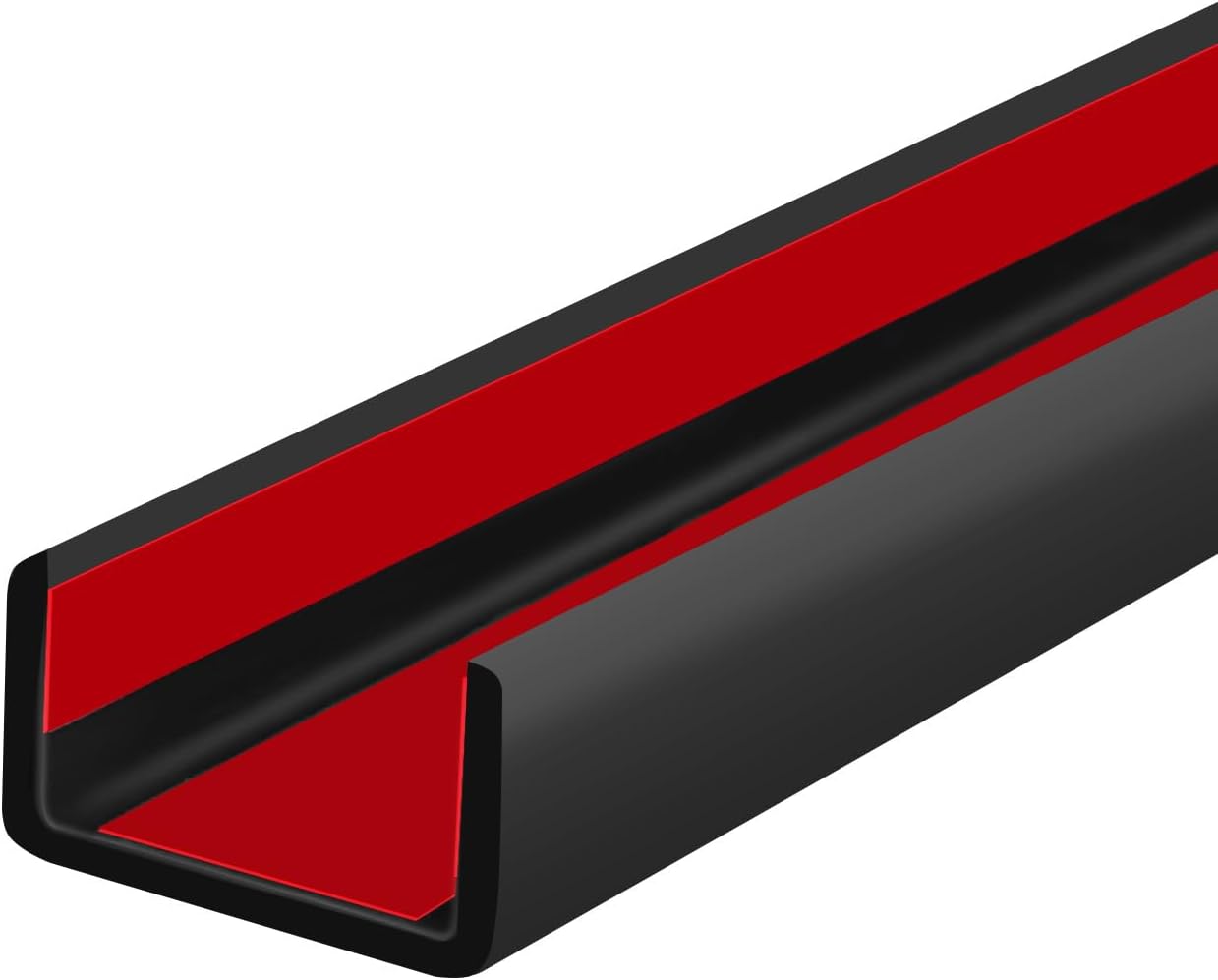 Rubber Edge Trim, 1-3/8 inch Wide U Channel Edge Trim, Big Size U Shaped Trim, Self Adhesive Edge Banding for Plywood, Woods, Doors, Shelf, Cabinet, Countertop, Length 20Ft, Black Gloss Finish