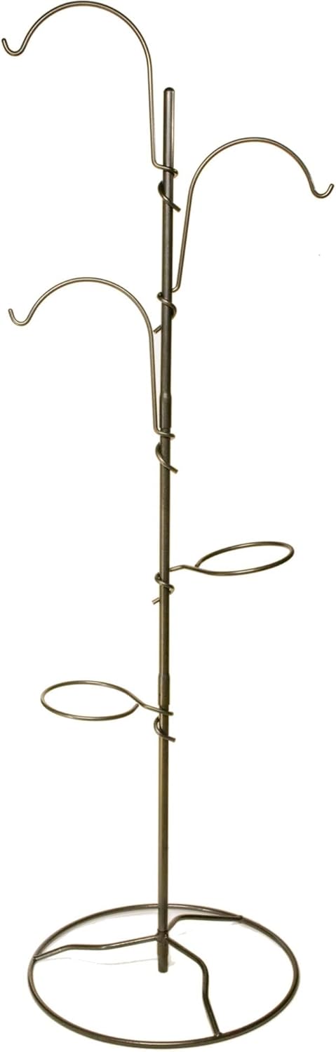 Yard Butler YT-5 Yard Tree Hanging Garden - Three Shepherd Hooks for Outdoor or Indoor Plant Hanging - Two Circular Holders for Plant Pots - Heavy Duty Anti-Tip Base and Steel Center Pole, Black, (IYT5)