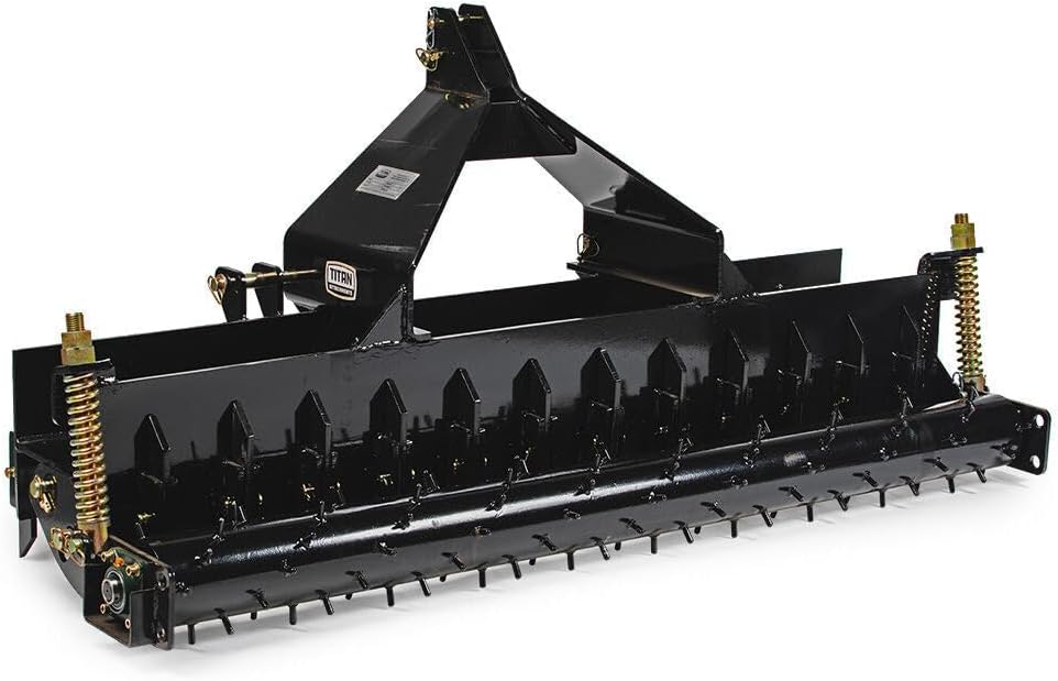 Titan Attachments 72in Soil Yard Pulverizer, Spiked Drum, Category 1 and 2, 3 Point, Quick Hitch Compatible