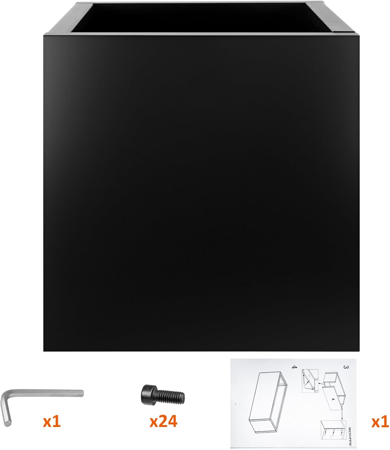 Steel Planter Box 24"x24"x25", Square Metal Planter Box Indoor&Outdoor, Steel Planter Heavy Duty for Commercial and Residential Use