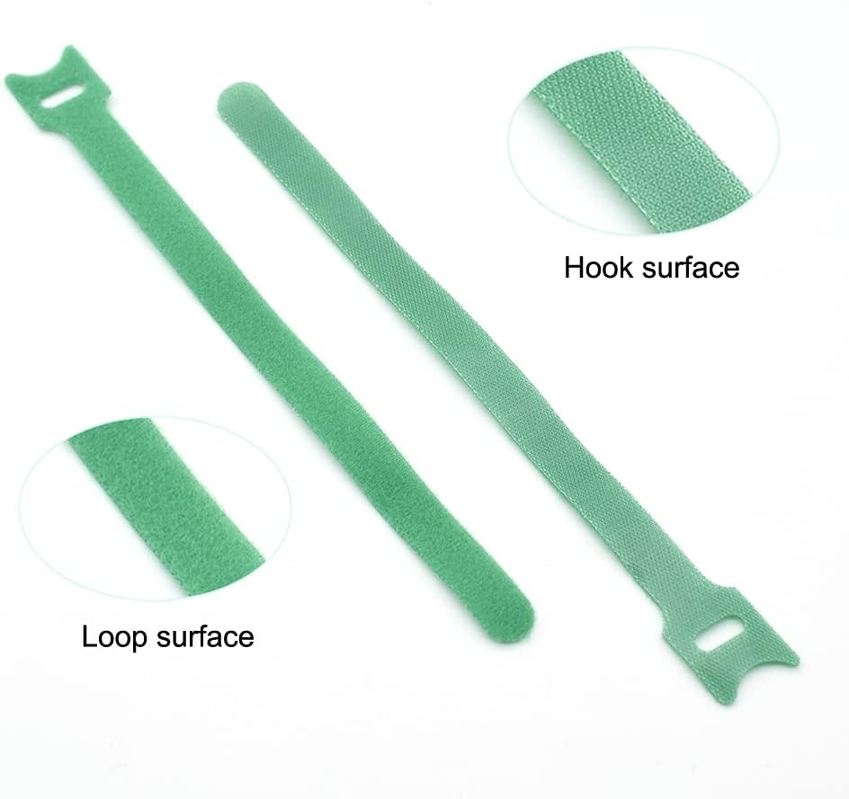 Hook＆Loop Garden Plant Cable Ties, Adjustable Garden Nylon Ties for Supporting Plant and Vines, Multi-Functional Ties(100 Pcs, 8 Inch, Green)