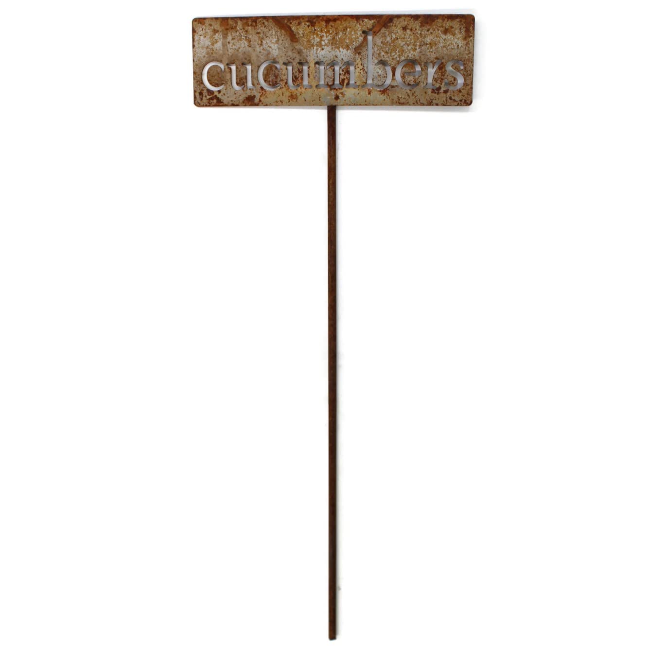 Classic Metal Garden Markers 19 Inches Tall (cucumbers, Naturally Rusted)
