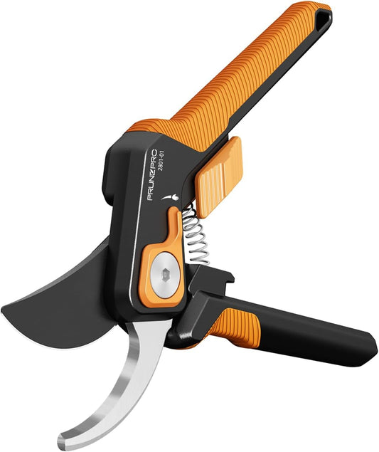 PrunePro Pruning Shears for Gardening Professional Bypass Hand Pruner Stainless Steel Sharp Blade Garden Scissors Plant Flower Garden Clipper Orange 2 Pack